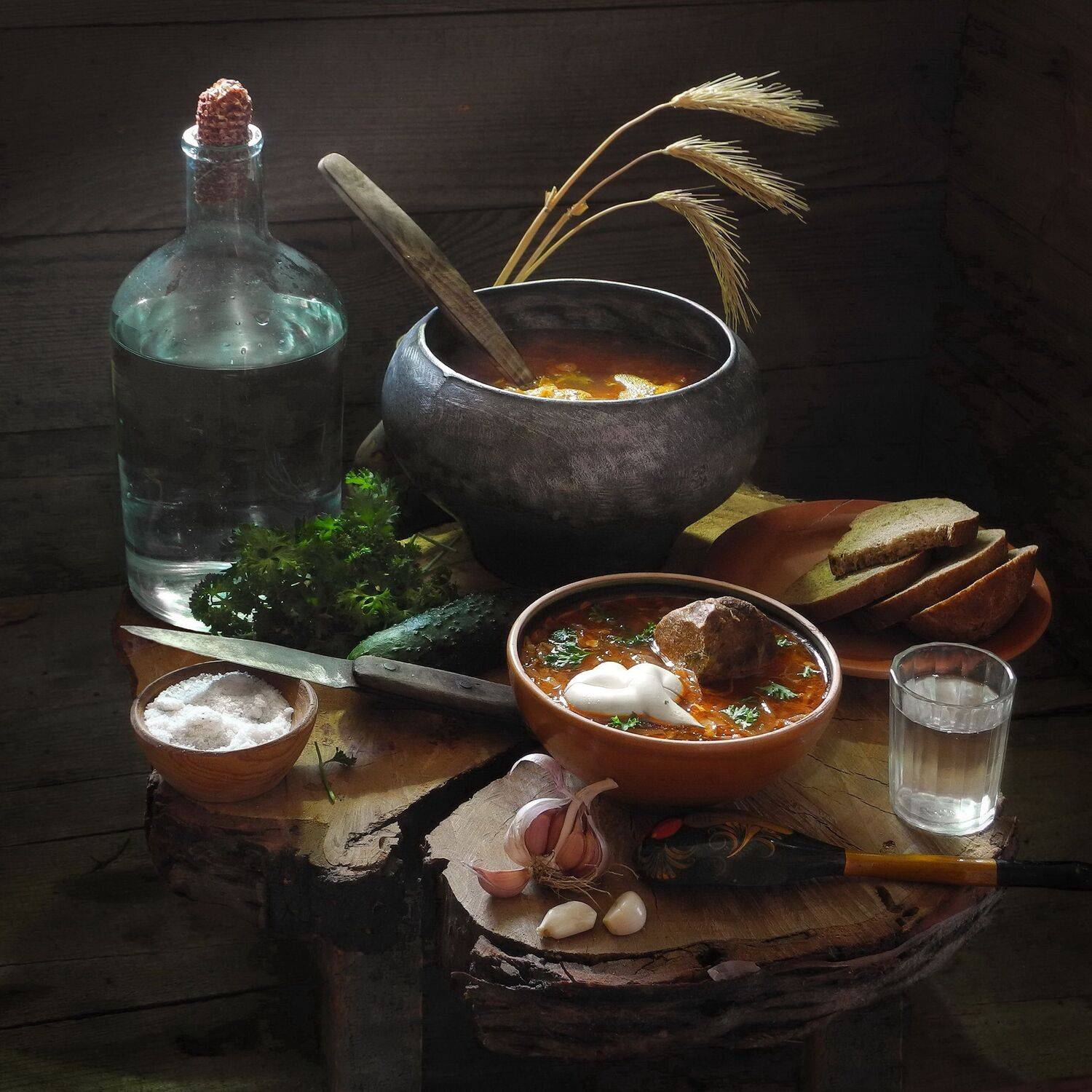 борщ, суп, еда, чеснок, соль, водка, укроп, огурец, Сергей Фунтовой