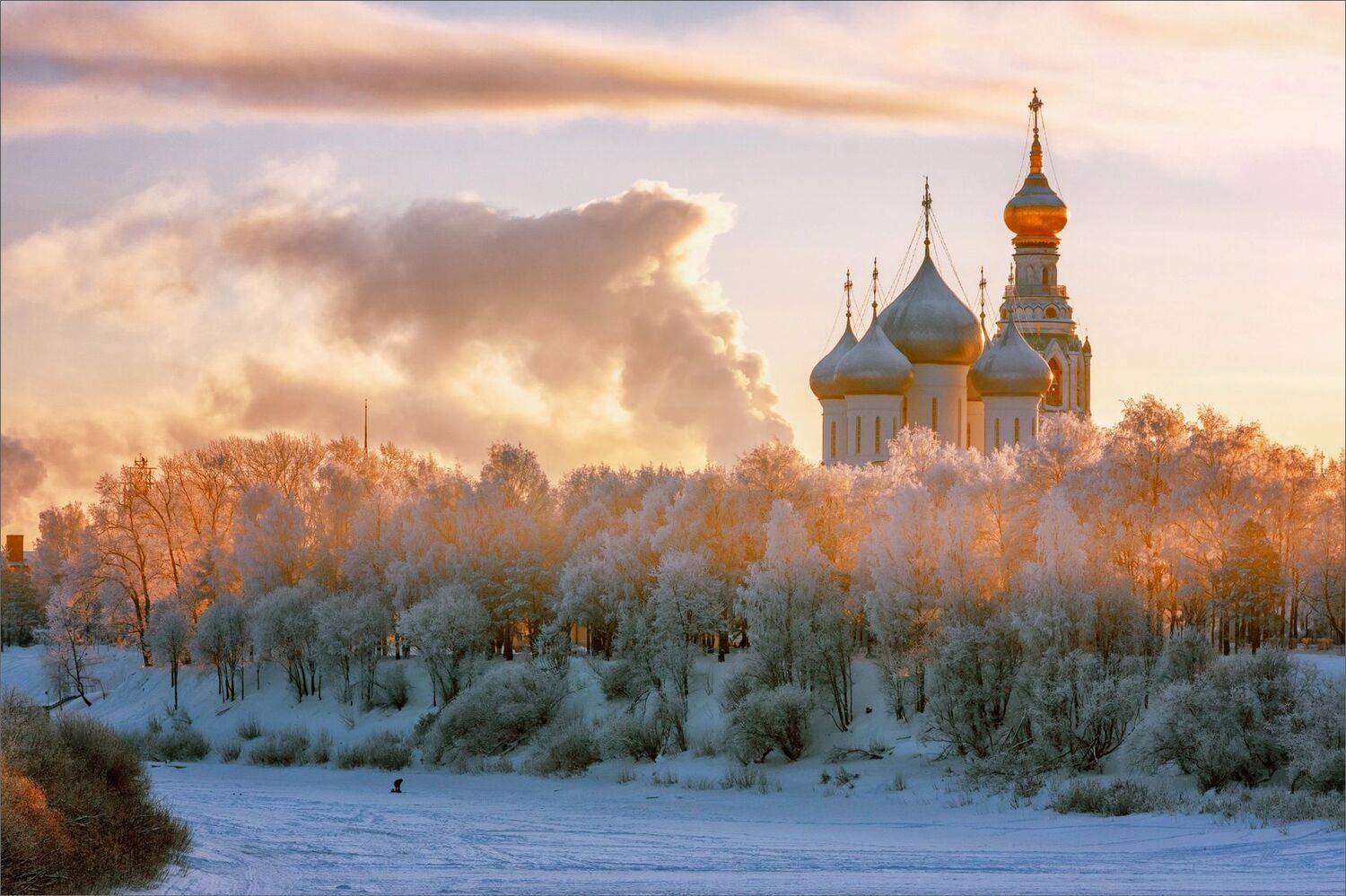 пейзаж, архитектура, зима, храм, река, свет, цвет, александр никитинский, Никитинский Александр