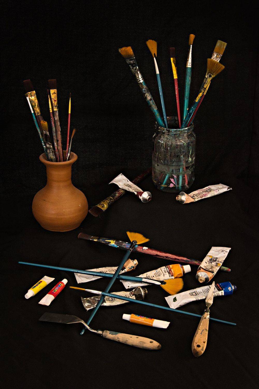 arrangement, black, close-up, color, colors, color image, composition, paintbrush, paintbrushes, photography, still life,, Dr Didi Baev