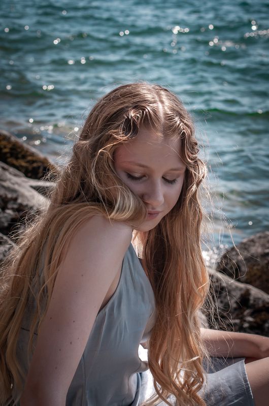 озеро, море, девушка, блондинка Тася и озеро фото превью