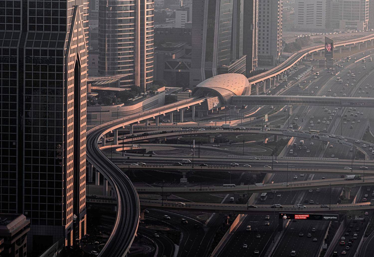 dubai, uae, city, town, road, cross road, metro, future, sunset, Roman Bevzenko
