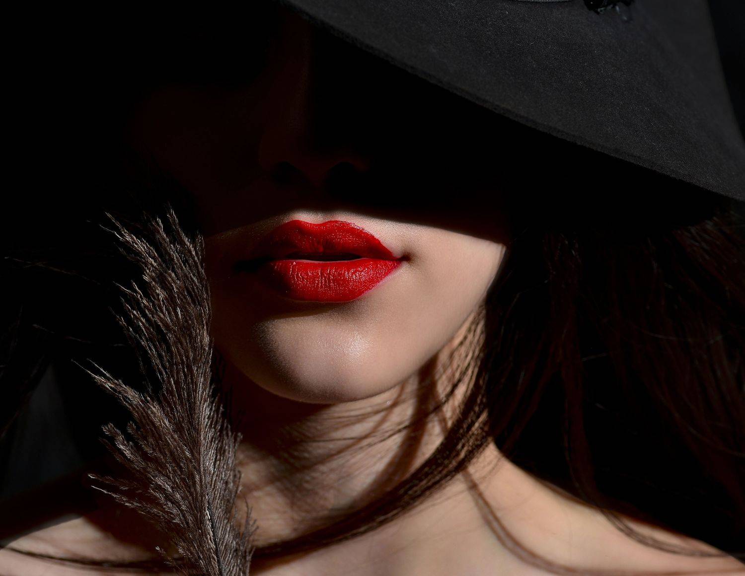 девушка., красота., тень., красная, помада, Урасов Олег