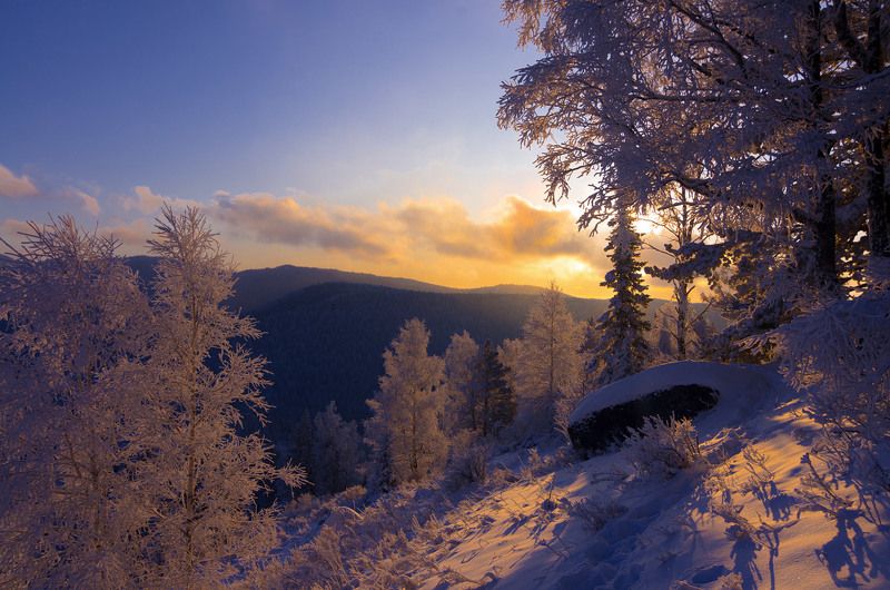 Закат на горе Крестик фото превью