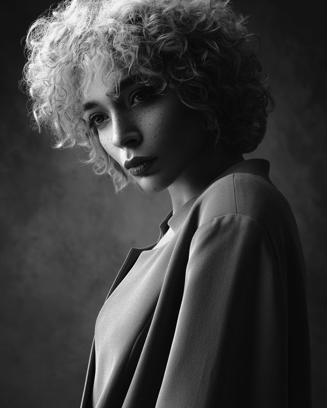 portrait, woman, studio, beautiful, blackandwhite ELI фото превью
