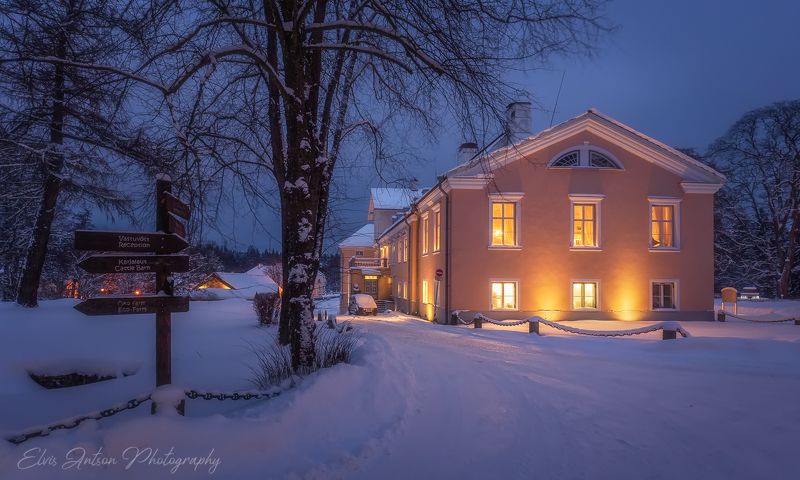 усадьба, зима, пейзаж, архитектура, вихула, эстония Зимняя усадьба фото превью