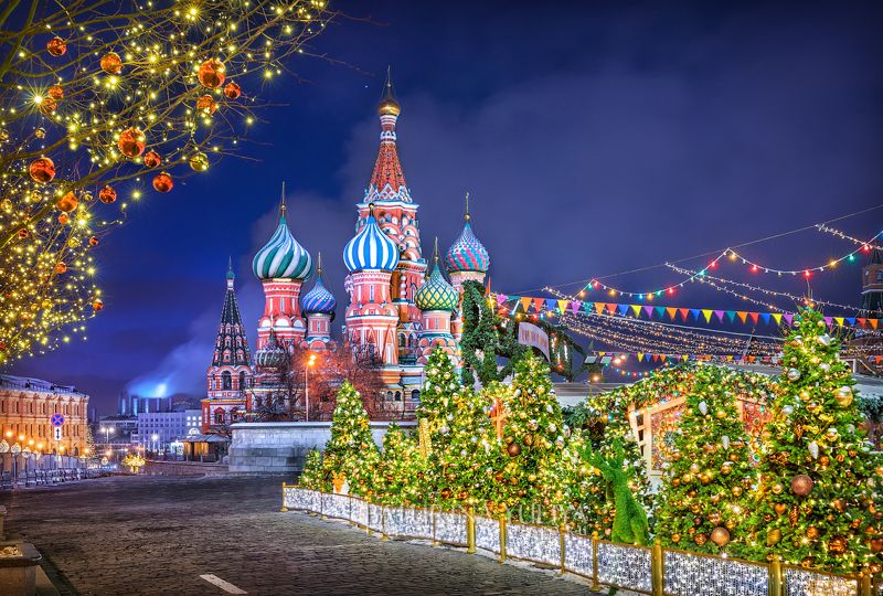 Собор Василия Блаженного в Новый год фото превью