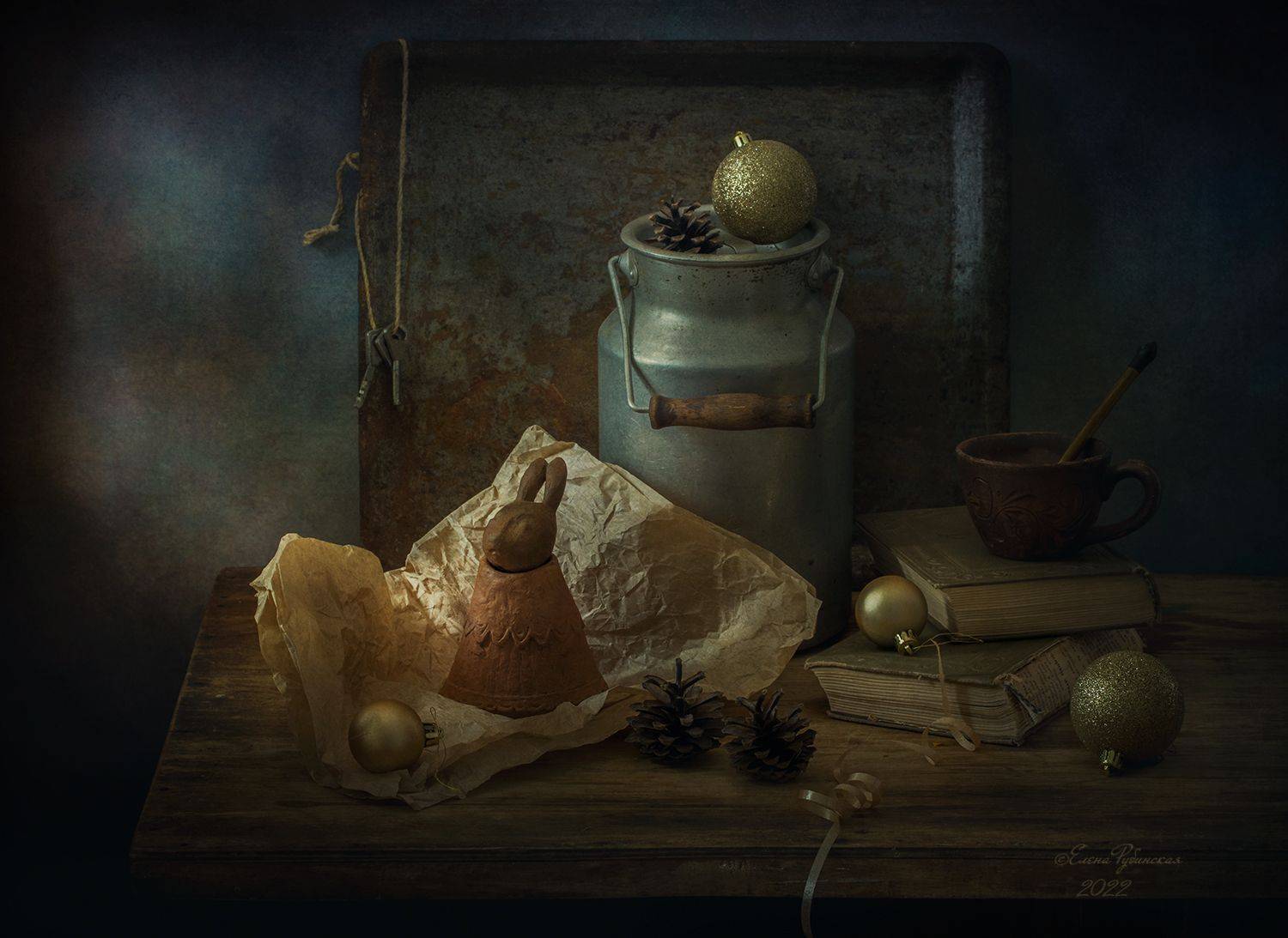 кролик, натюрморт, год кролика, новый год, Елена Рубинская