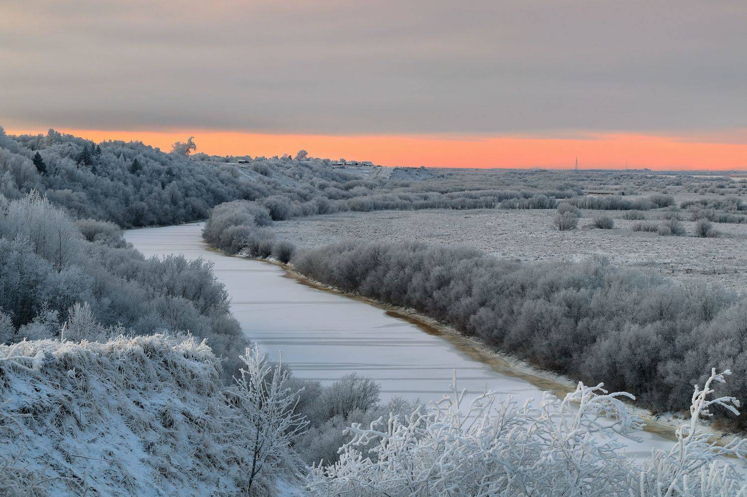 природа, вечер, закат, снег, зима, долина, свет, Титов Александр