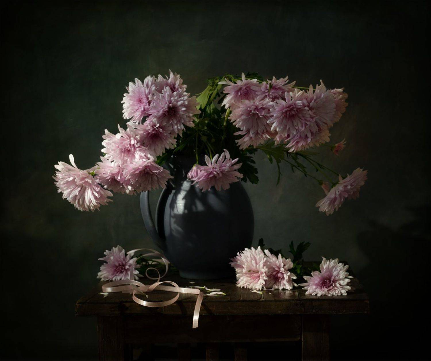 натюрморт, цветы, хризантемы, Оля