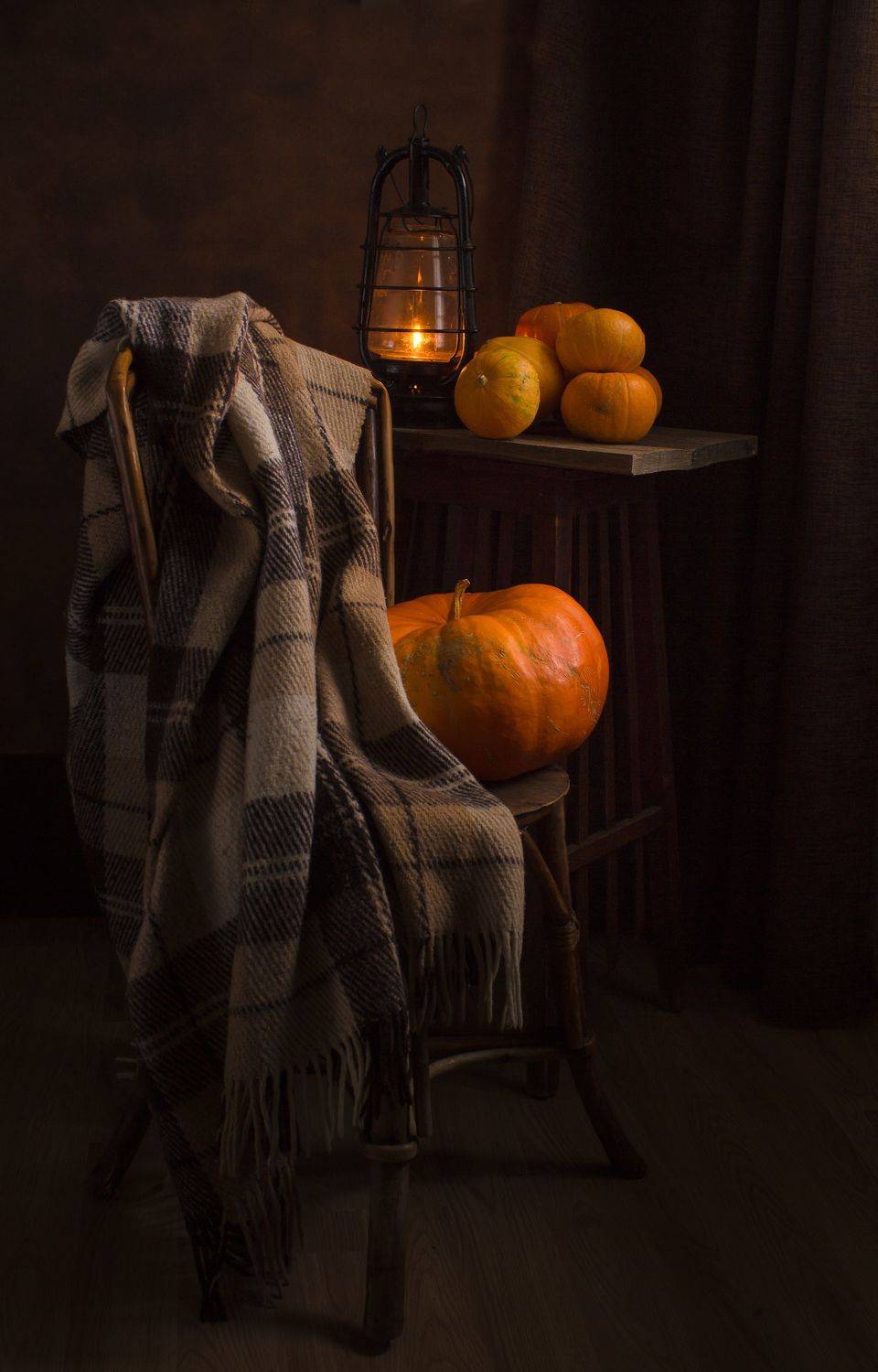 тыква, плед, фонарь, Elena Hvojnova