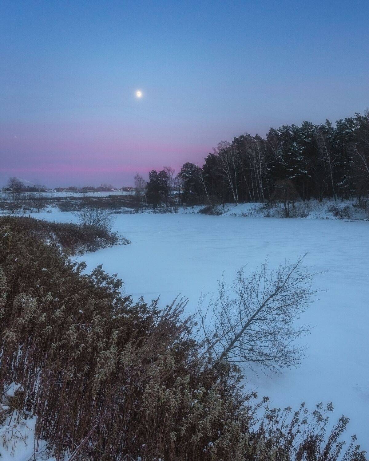природа, луна, зима, сумерки, пейзаж, Мартыненко Дмитрий