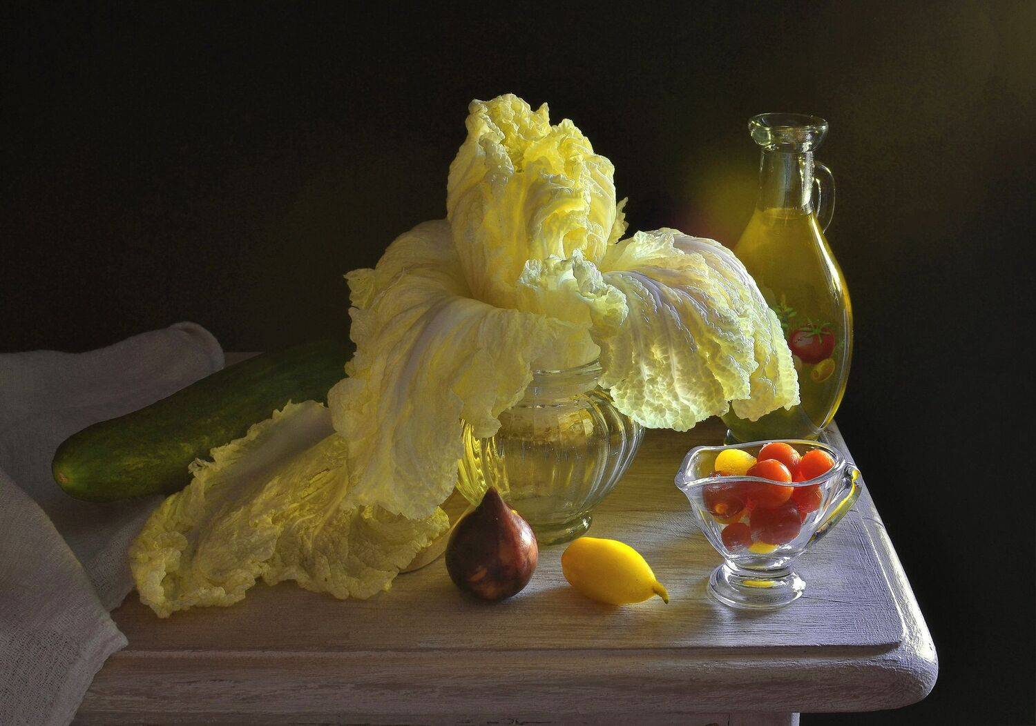 капуста,помидоры,огурец,свет,лучи,листья, Инаида