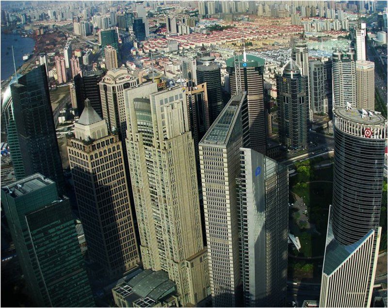 шанхай, небоскребы, вид с телебашни, 350 метров над землей Игрушечный Шанхай! фото превью