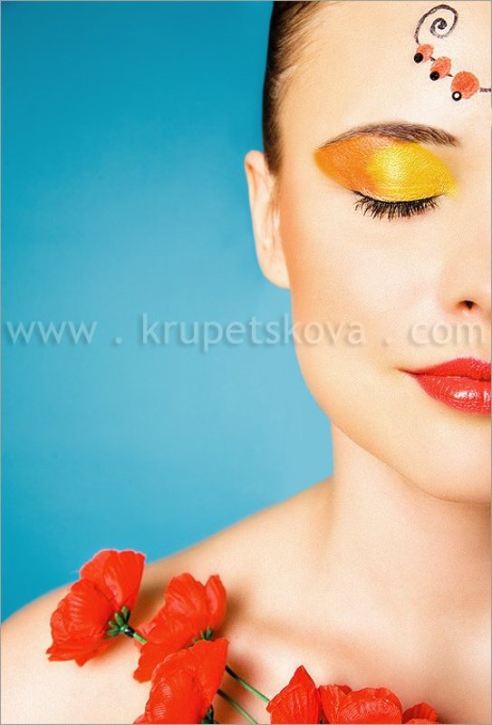 хохломская, роспись, face-art, девушка, лицо * фото превью