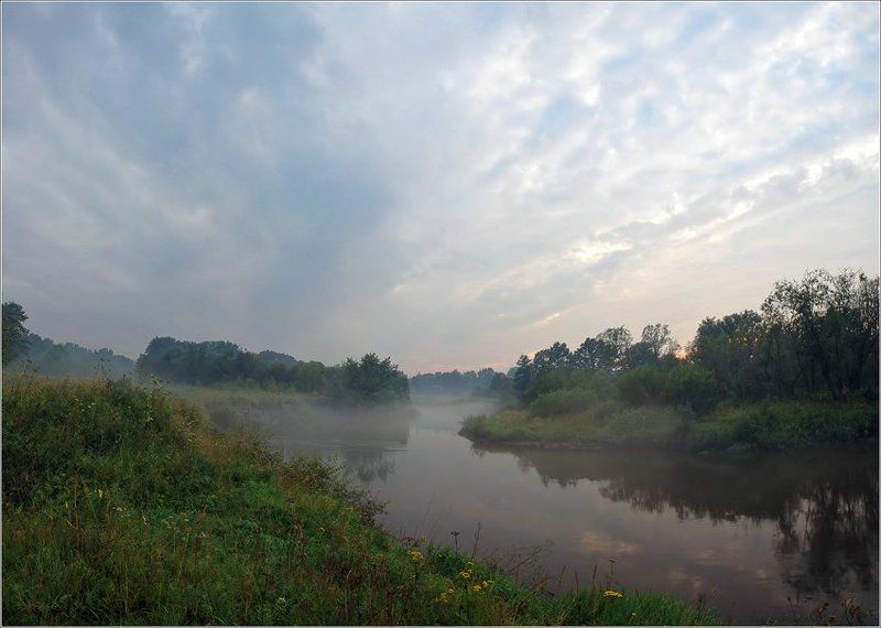 уторо, река, туман Ранним утром у реки фото превью