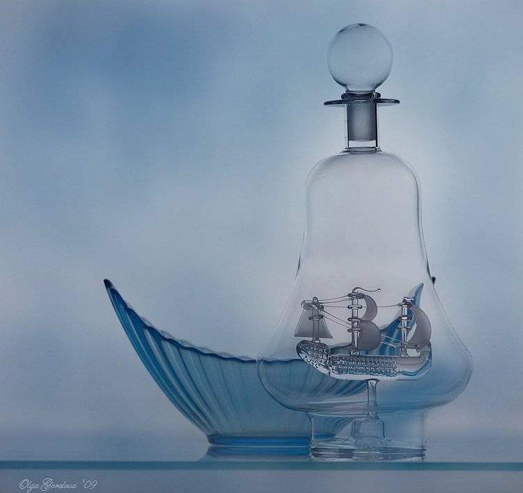 стекло, фото, натюрморт, волны, кораблик, Ольга Горелова
