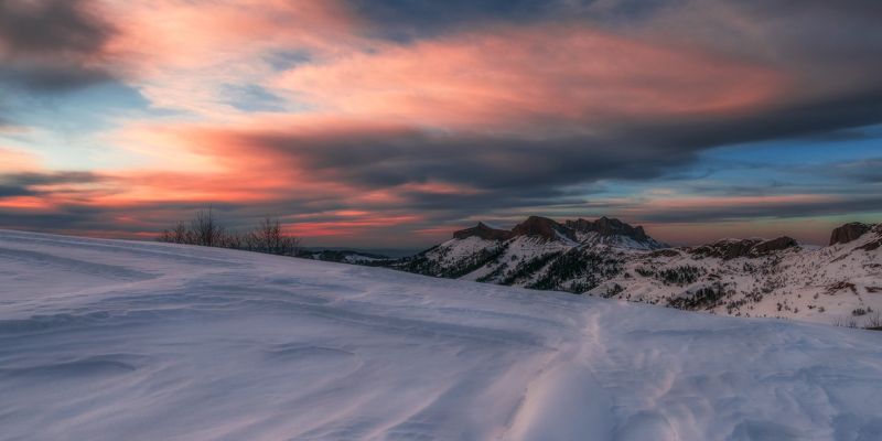 горы , кавказ, февраль, 2015 , тхачи  , закат, перевал , асбестная Февральским вечером фото превью