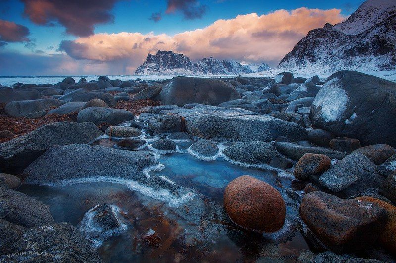 Зимний пейзаж, Лофотены, Норвегия, Пейзаж Лофотены фото превью