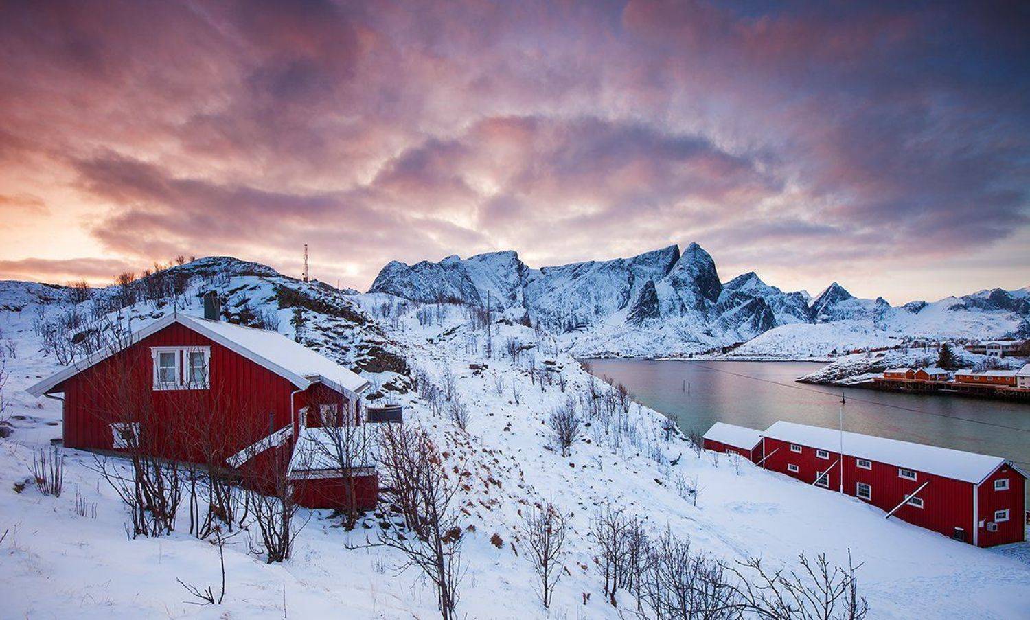 Закат, Зимний пейзаж, Лофотены, Норвегия, Пейзаж, Вадим Балакин