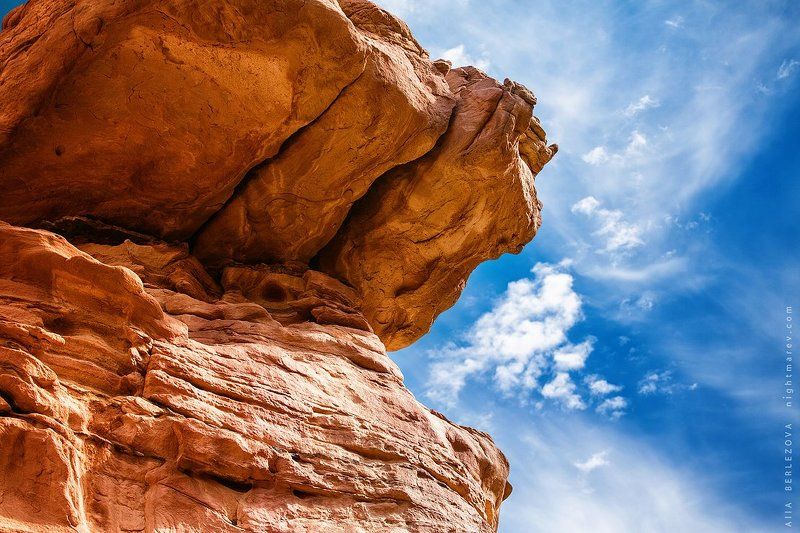 Blue, Clouds, Mountain, Rock, Sky, Yellow . фото превью