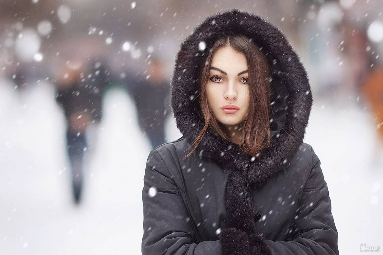 девушка, бьюти, красотка, зима, глаза, снег, Матвеев Максим