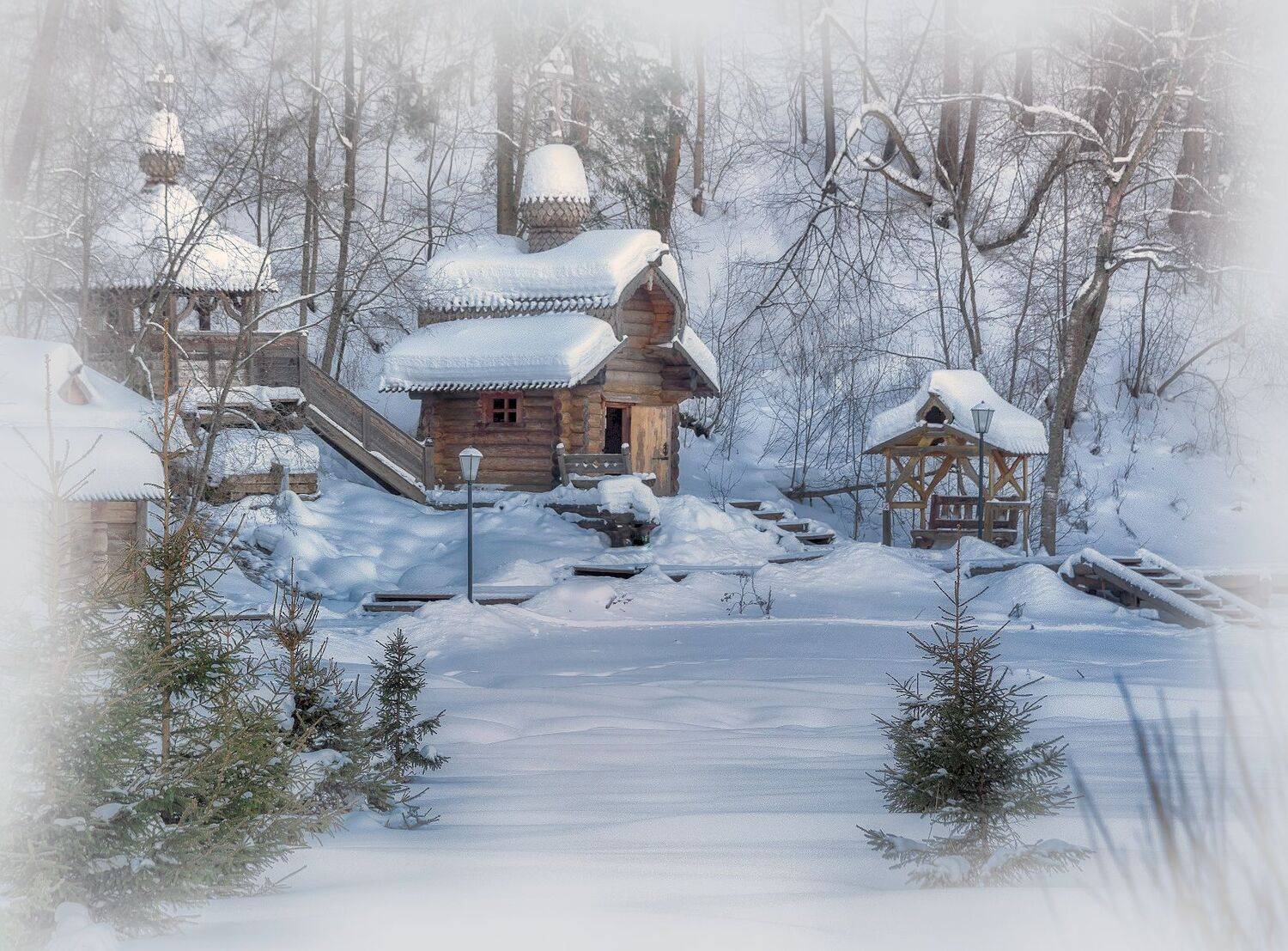 Зима, снег, лес, елки, терем, Гремячий, Сергей Аникин