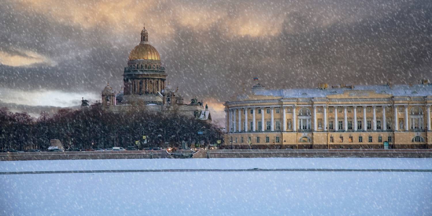 город, архитектура, санкт-петербург, вечер, зима, река, Игнатьев Александр