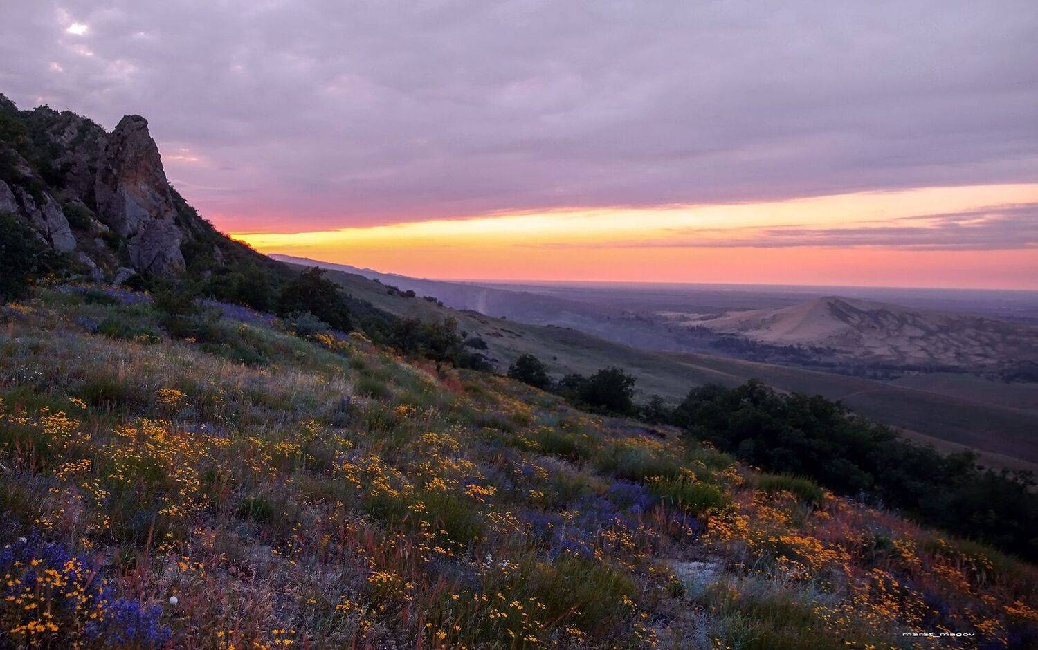вечер,цветы,пейзаж,горы,закат,дагестан,, Magov Marat
