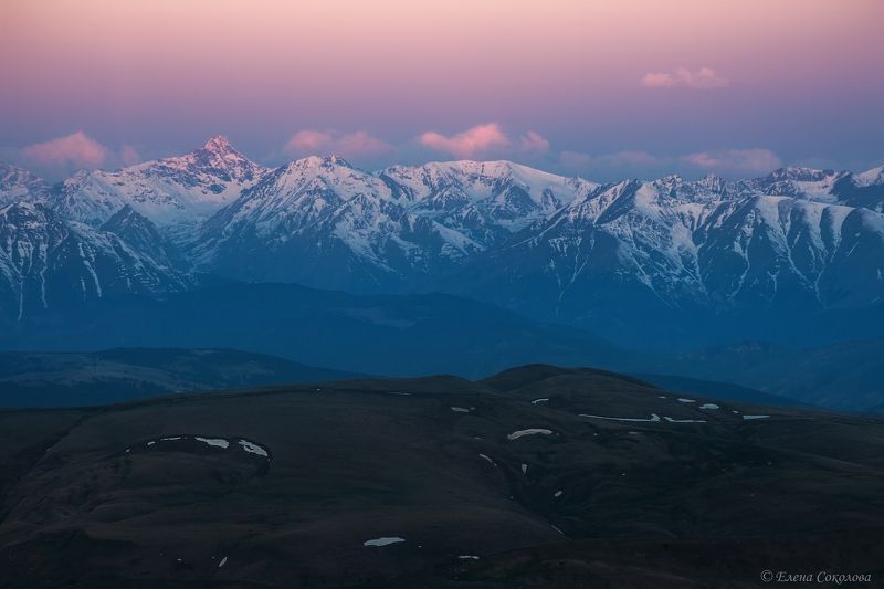 горы, утро, рассвет, эльбрус, кавказ, снег, вершины Снежные вершины фото превью