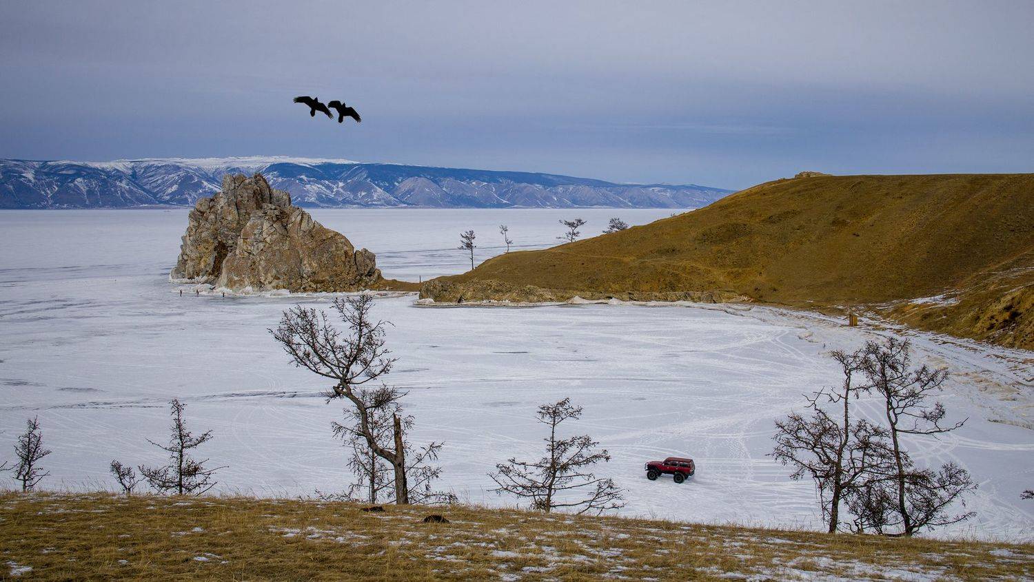 шаманка, байкал, хужир, зима, лед, вороны, момент, путешествие, ольхон, малое море, Максим Подосинников