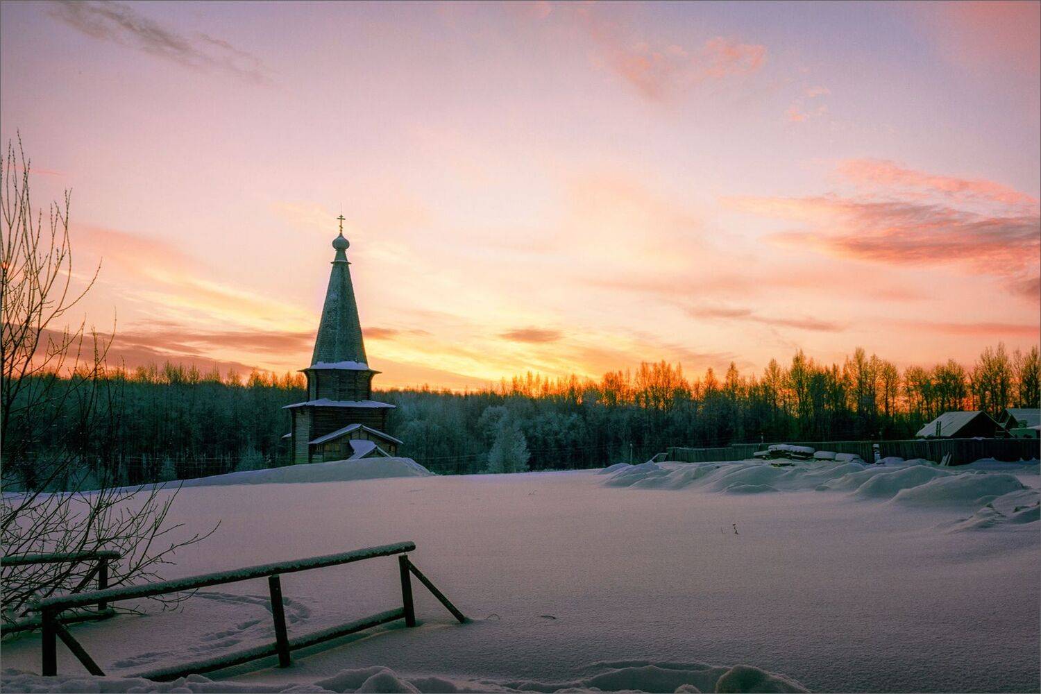 пейзаж, зима, утро, снег, храм, свет, цвет, александр никитинский, Никитинский Александр