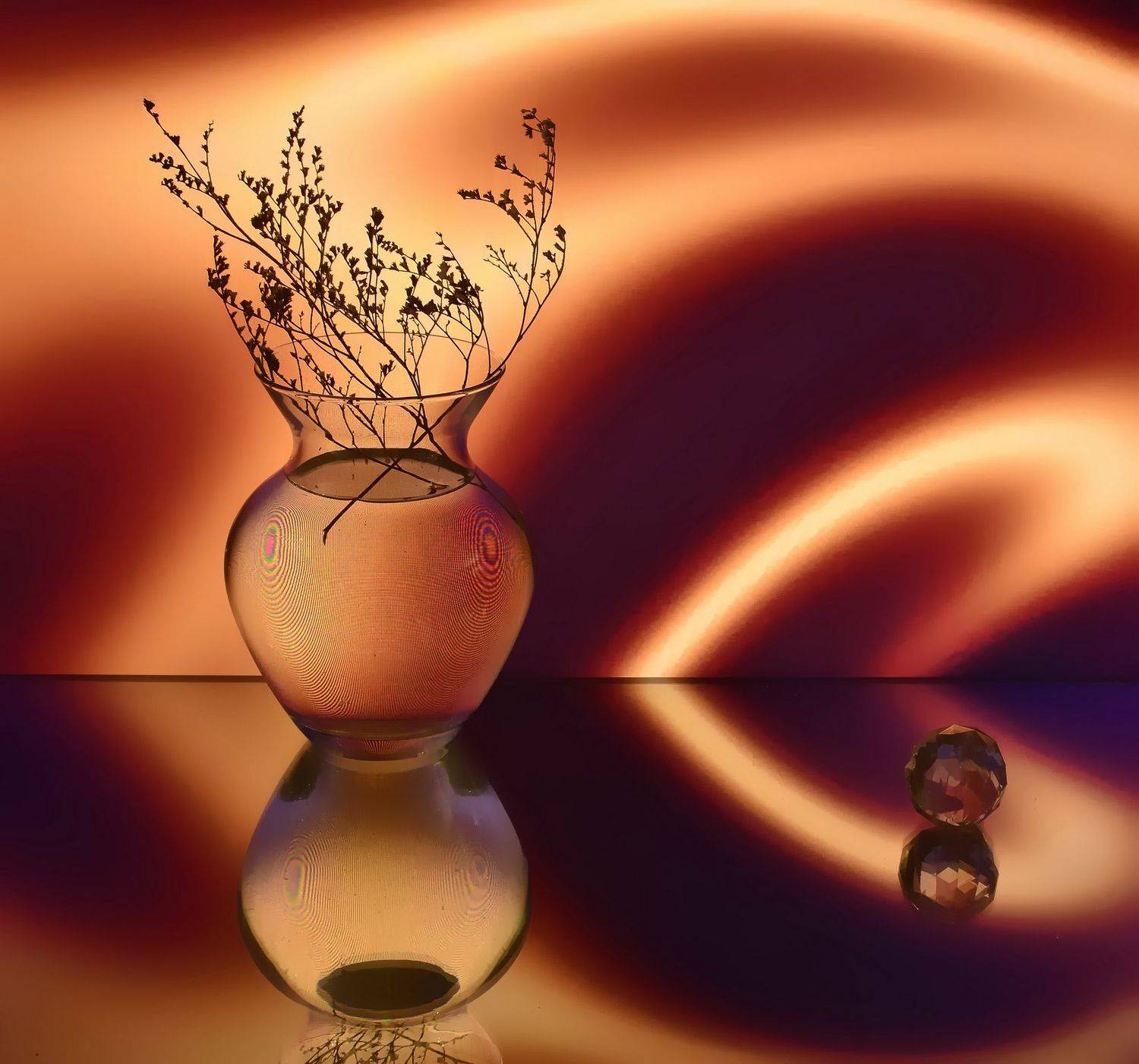 композиция,стекло,ваза,цвет,свет,кермек, Инаида