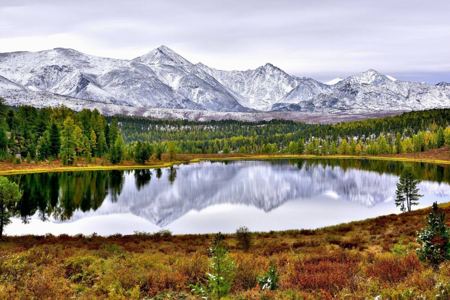 республика алтай, озеро, рассвет, отражение, горы, осень,, Байдуков Александр