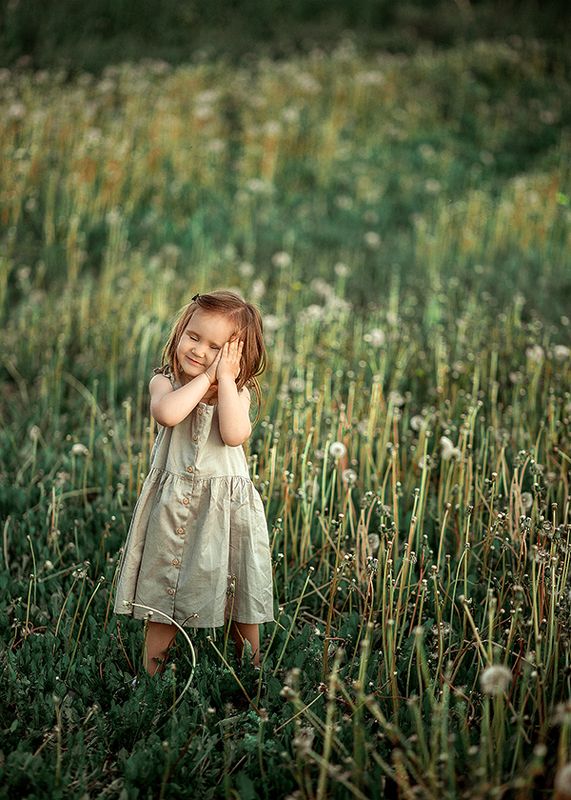 лето, девочка, эмоции, одуванчики, природа Sweet baby фото превью