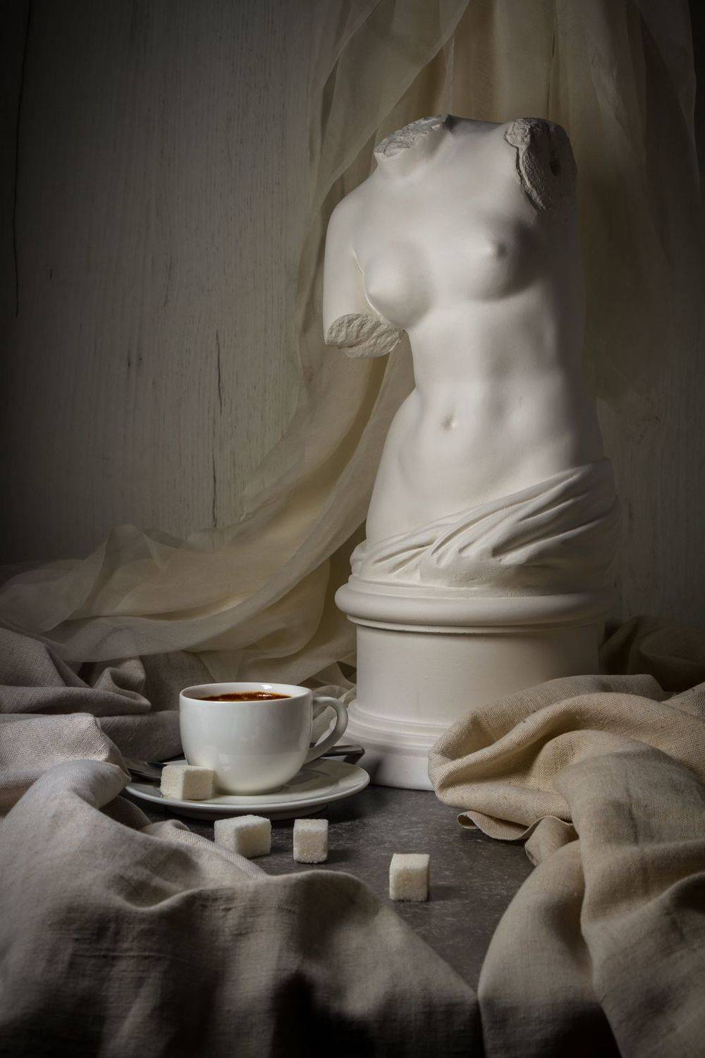 венера, скульптура, мастерская, кофе, чашка, творчество, студия, натюрморт, ретро, винтаж, классика, Игорь Парсаданов