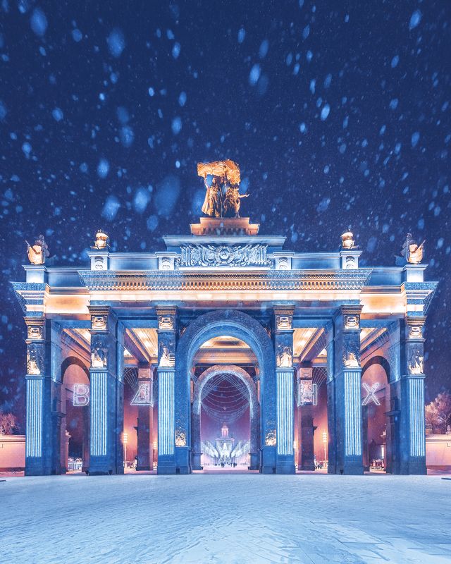 ночь, Москва, зима, winter, кремль, Новый год, new year, moscow, ВДНХ ВДНХ фото превью