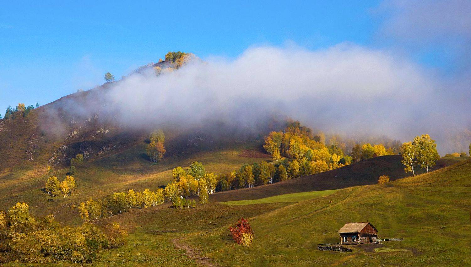 горы, утро, рассвет, осень, вершины, свет, туман,, Чичкин Валерий