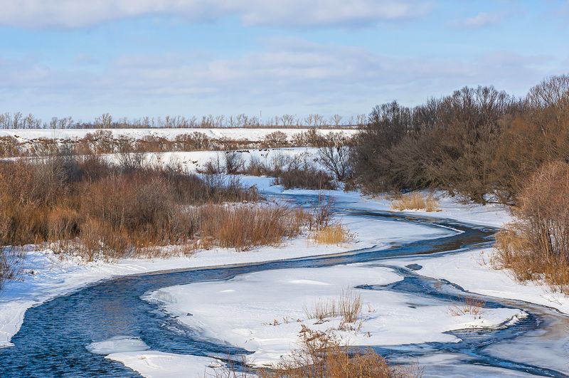 река кшень, зима, ливны, Река Кшень. фото превью