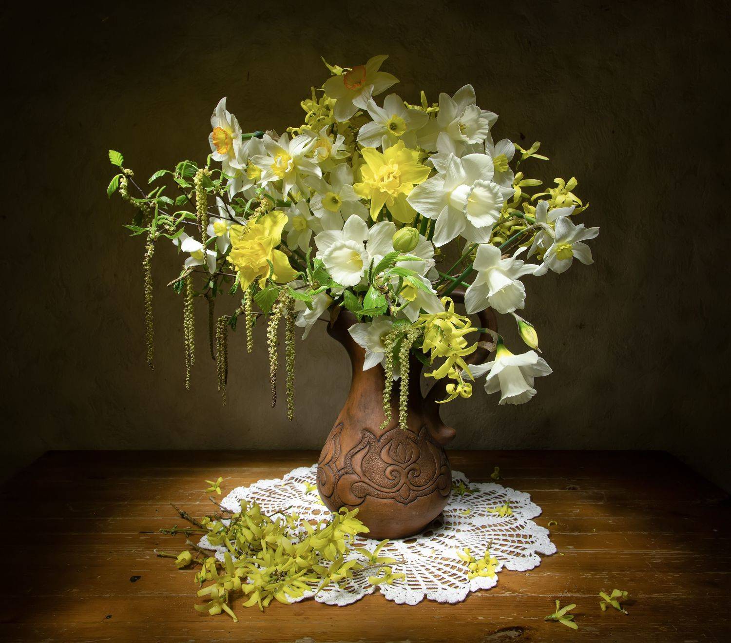 натюрморт, нарциссы,  березка, Феденкова Татьяна