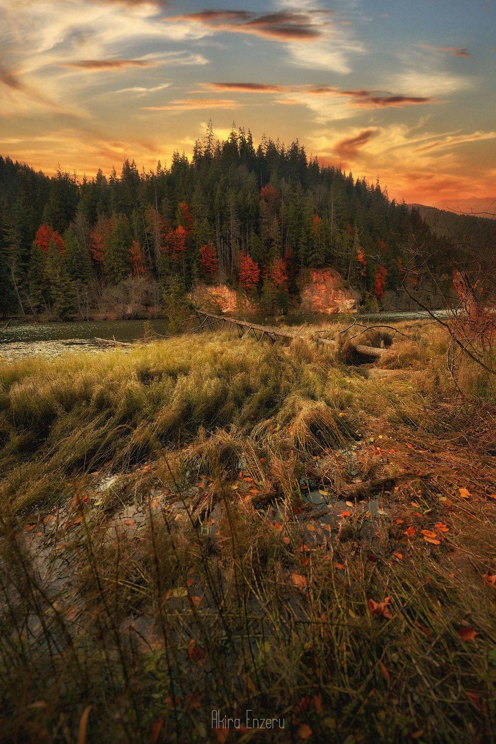 осенний autumn landscape sunset, Akira Enzeru