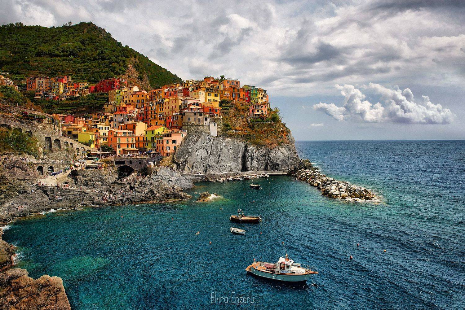landscape italy manarola cinque terre, Akira Enzeru