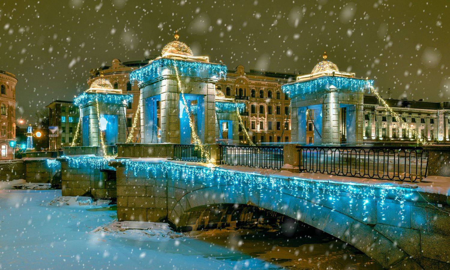 санкт-петербург, мост, новый год, снег, ночной город,, Байдуков Александр