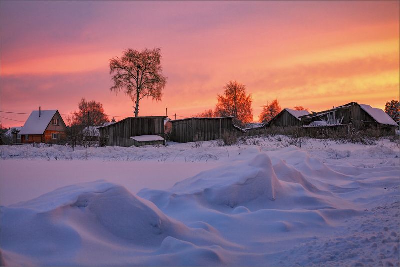 пейзаж, зима, утро, свет, цвет, александр никитинский Рассвет в деревне... фото превью