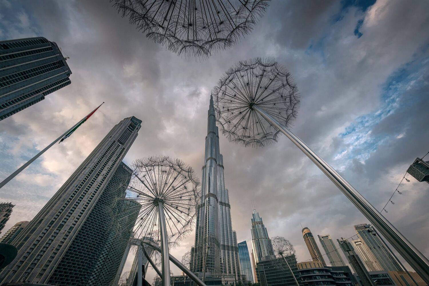 burjpark, burjkhalifa, dandelion, arabian, skyscrapers, day, cloudy, dubai, landscape, cityscape, scenery, travel, outdoors, uae, chizh, Чиж Андрей