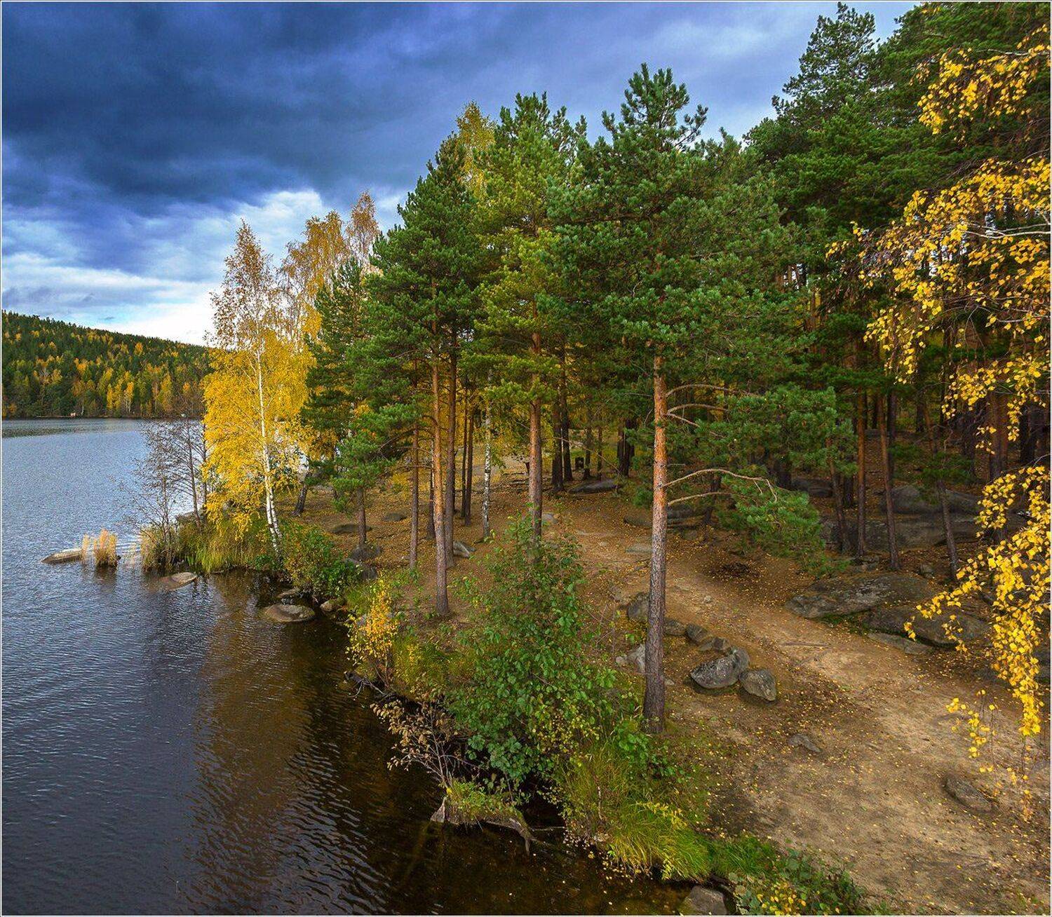 Лес, Озеро, Осень, Михаил Туркеев