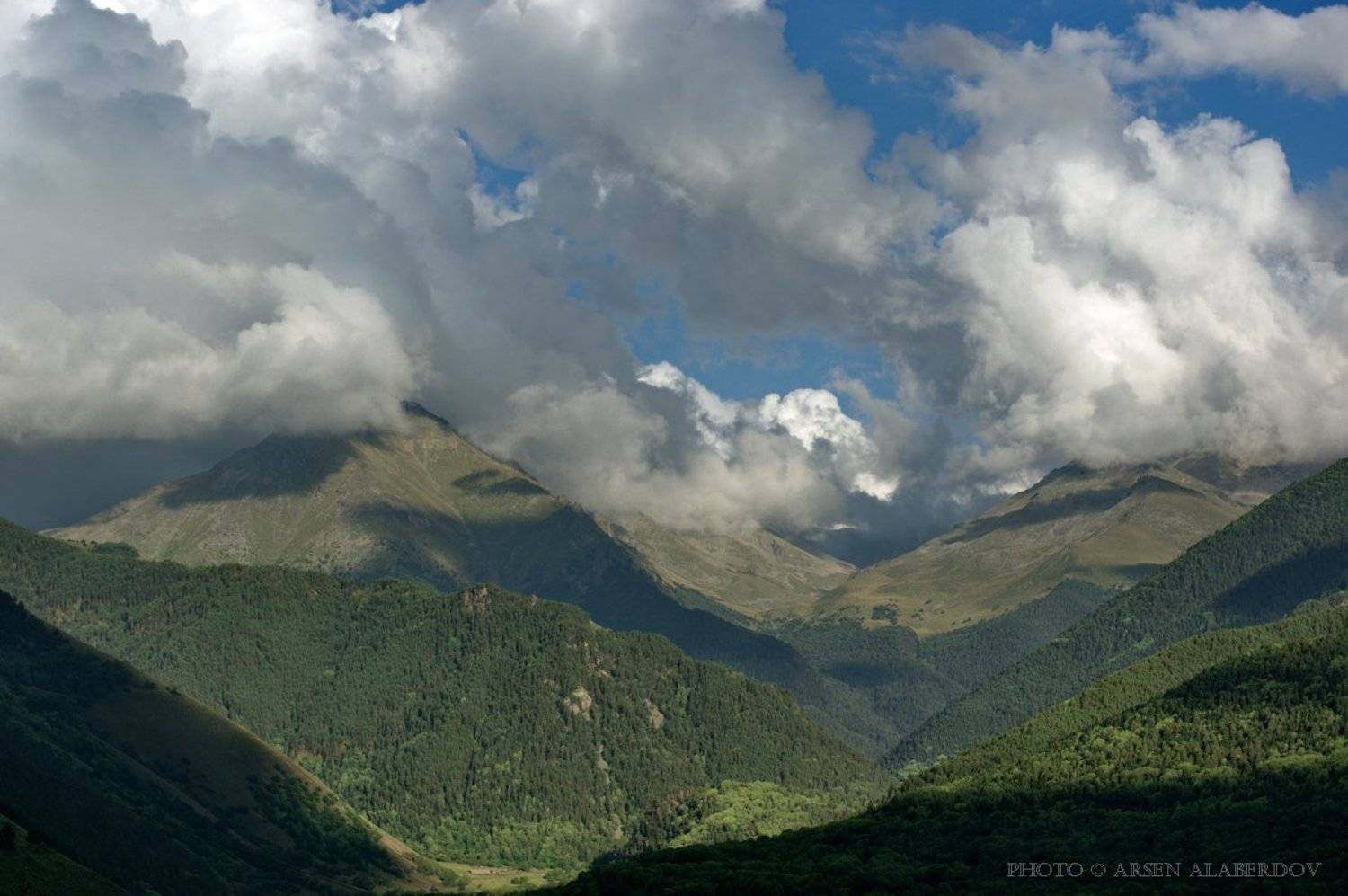 Вершины, Горы, Кавказ, Карачаево-Черкесия, Небо, Облака, Тучи, Арсен Алабердов