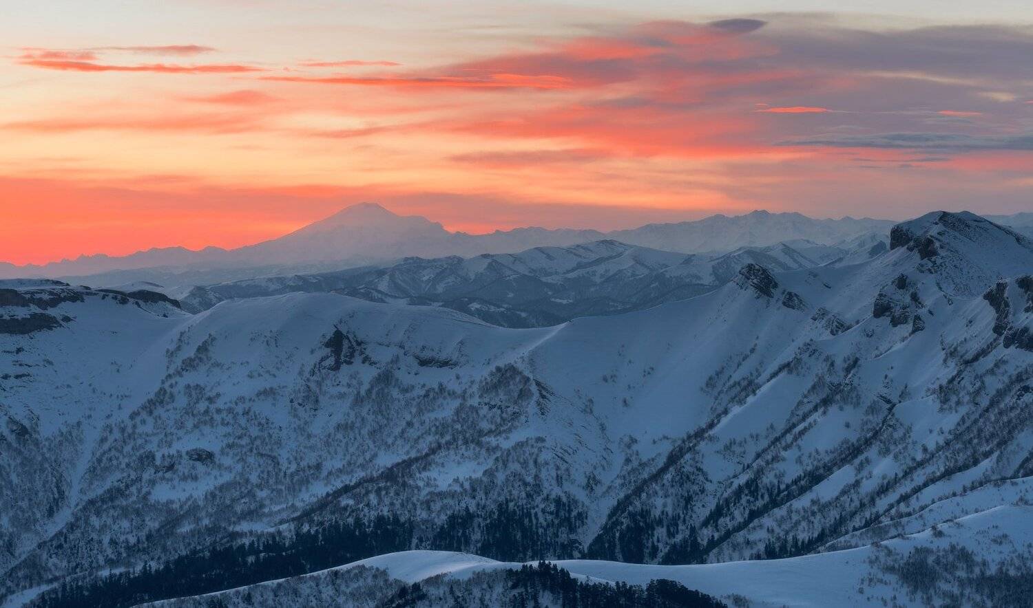 горы , кавказ, февраль, 2015 , асбестная , эльбрус, рассвет, ФЁДОР