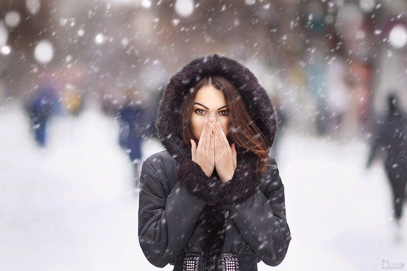девушка, бьюти, красотка, зима, глаза, снег Джони фото превью