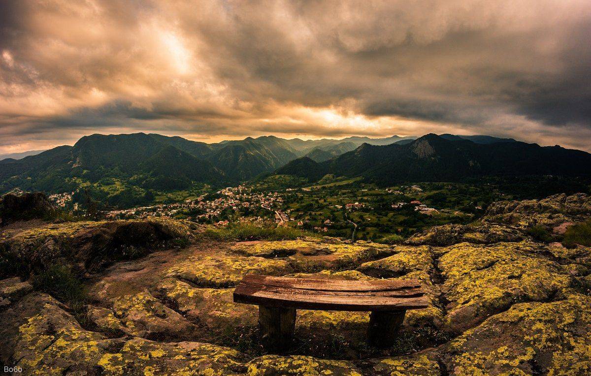 Above, Bench, Bulgaria, Clouds, Dark, Hills, Landscape, Mountains, Rhodope, Weather, Boris Preslavski