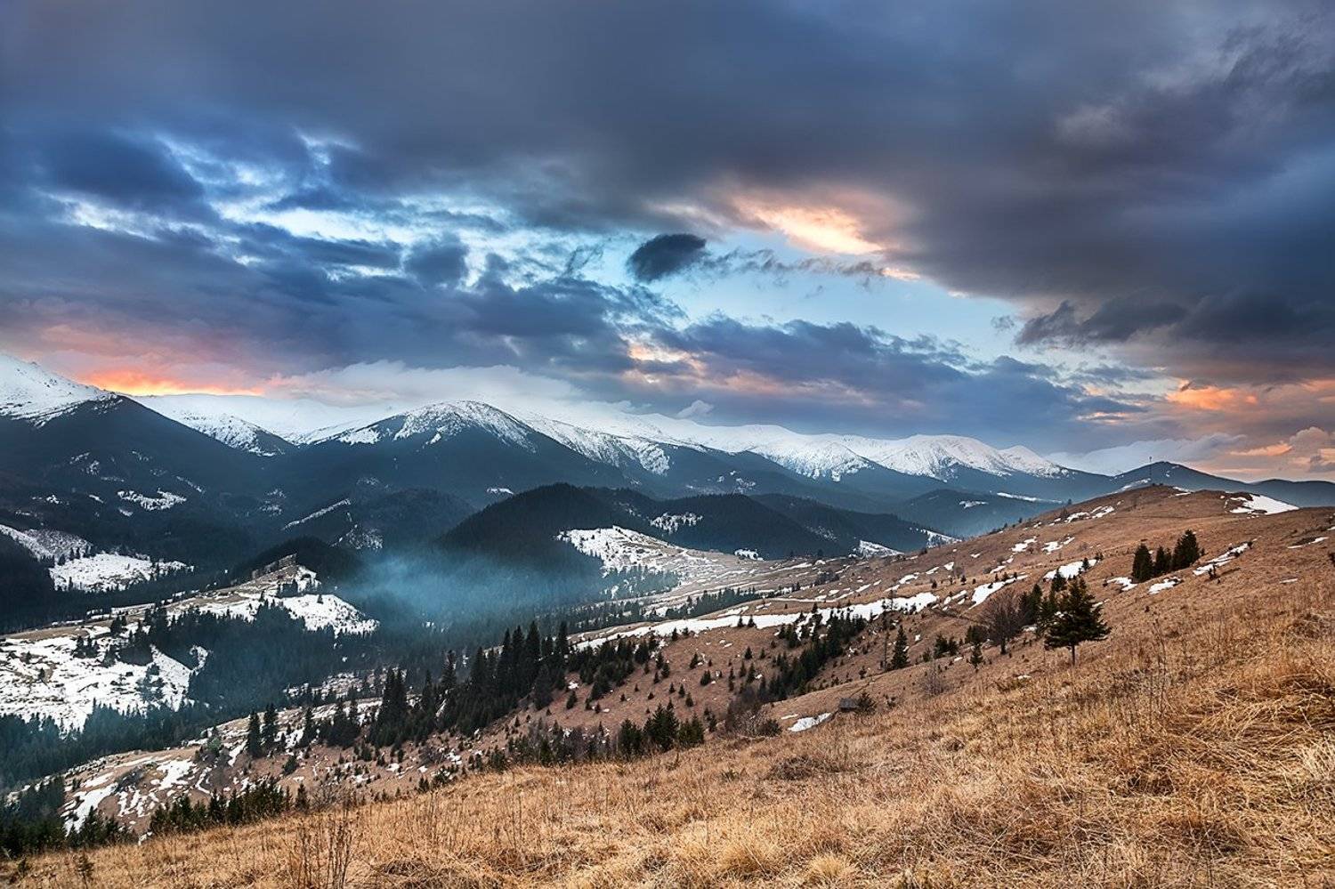 Горы, Дземброня, Закат, Зима, Карпаты, Пейзаж, Поход, Украина, Анастасия Сак